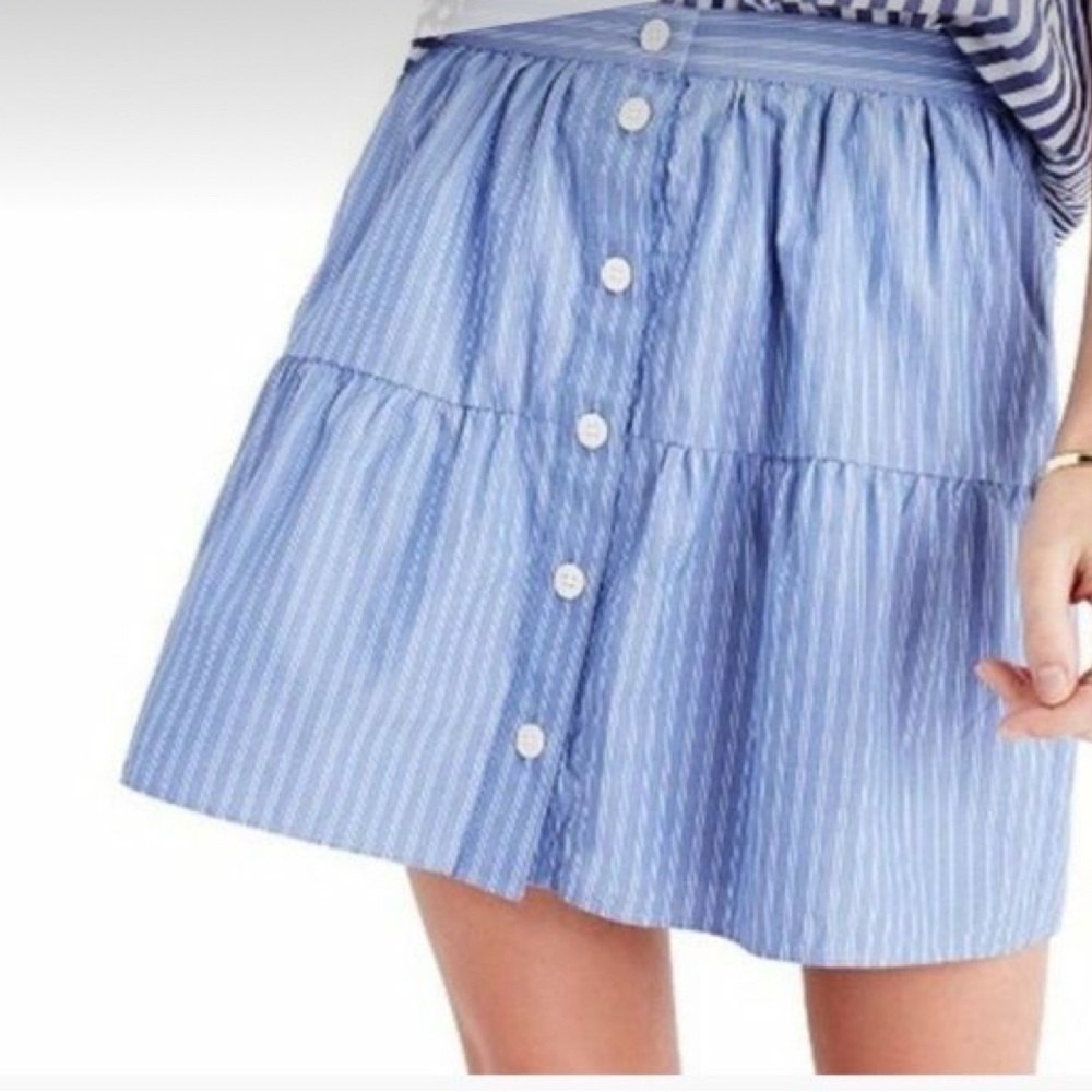 Madewell Women’s Bistro Tiered Blue And White Mini Skirt - Picture 10 of 10